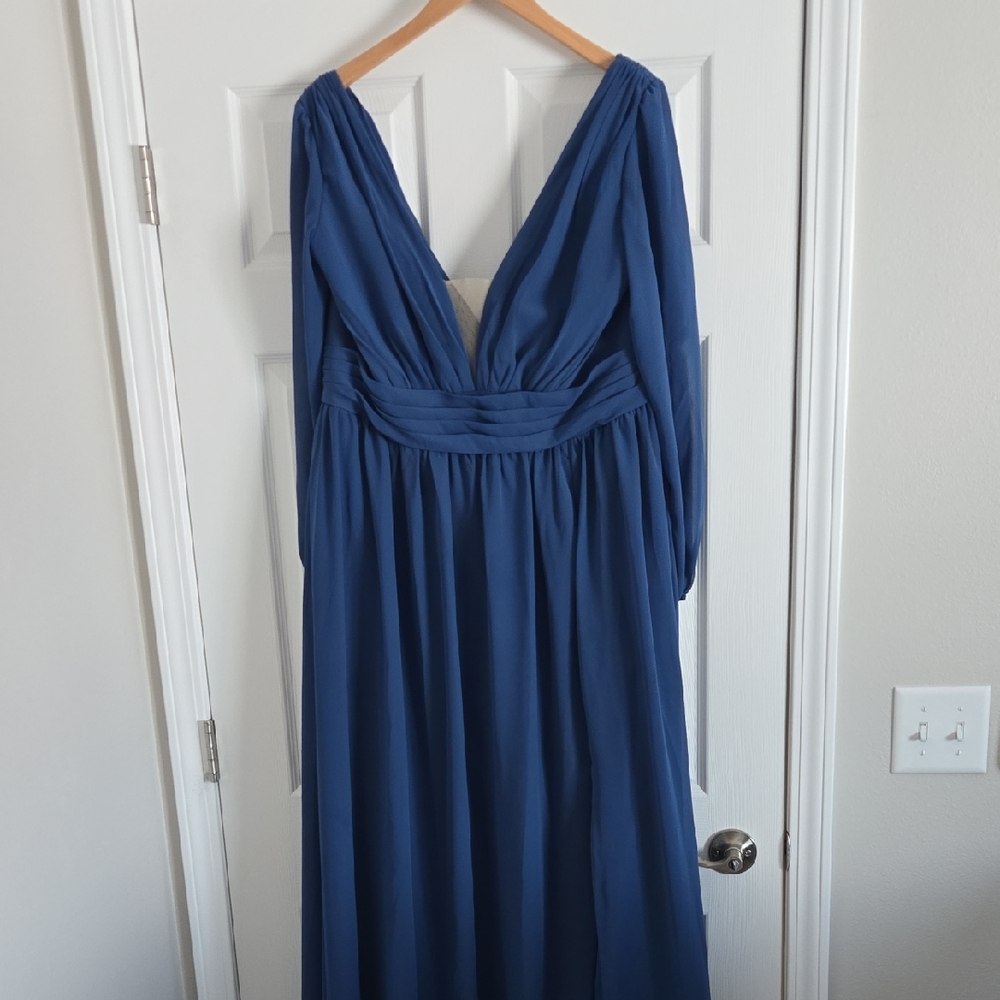 Christina Wu Deep Blue Long Sleeve Dress